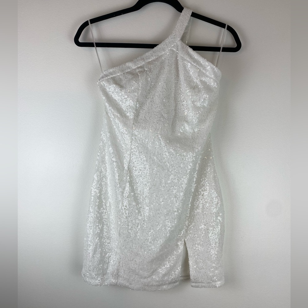 Superdown Revolve Cicely Mini Dress White Sequined One Strap Cocktail Bridal M